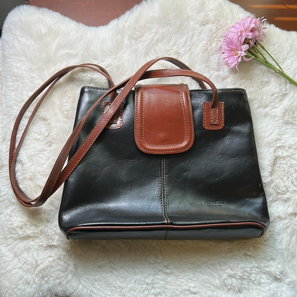 Vera Pelle Black and Brown Leather Bag